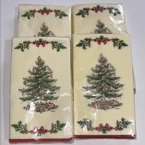 Spode Dinner Napkins 2006 Spode Christmas Tree Napkins Set Set of 4 NEW VTG
